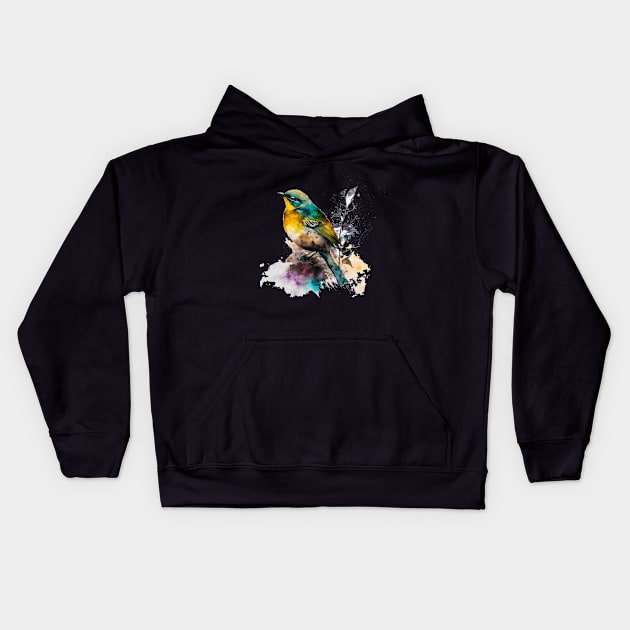 A nice bird with leaves Kids Hoodie by KhaledAhmed6249